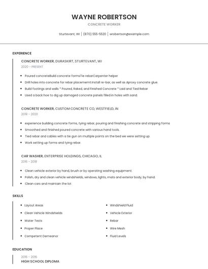 Concrete Worker Resume