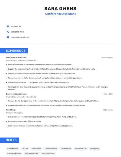 Conference Assistant Resume