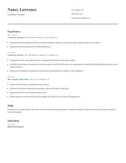 Conference Assistant Resume