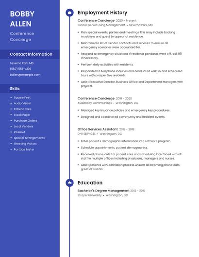 Conference Concierge Resume