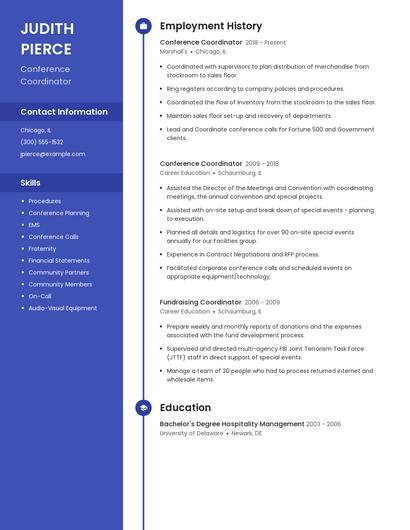 Conference Coordinator Resume