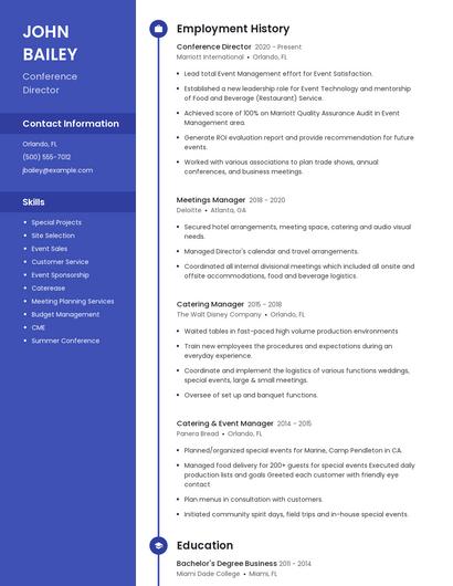 Conference Director Resume
