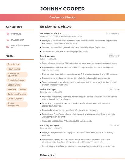Conference Director Resume