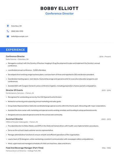Conference Director Resume