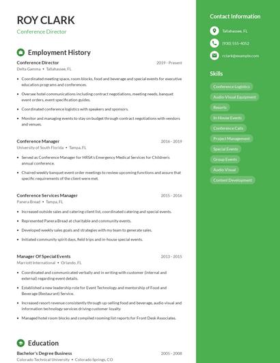Conference Director Resume
