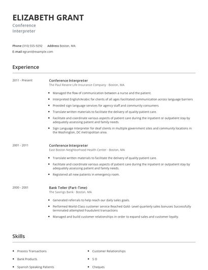 Conference Interpreter Resume