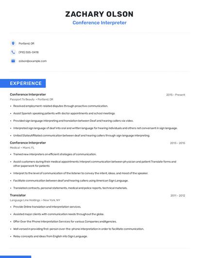 Conference Interpreter Resume