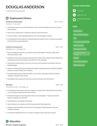 Conference Interpreter Resume