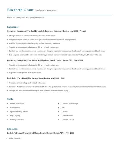Conference Interpreter Resume