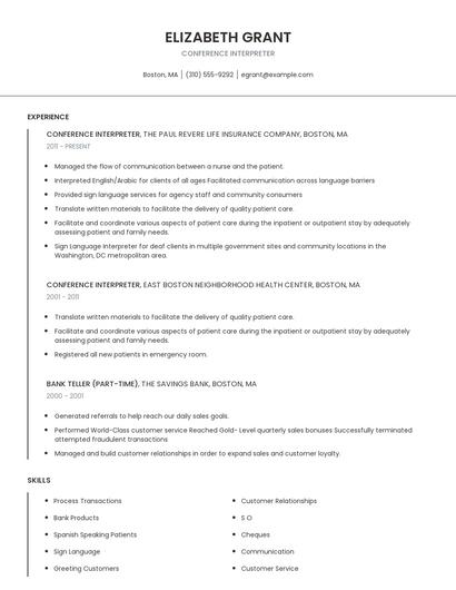 Conference Interpreter Resume
