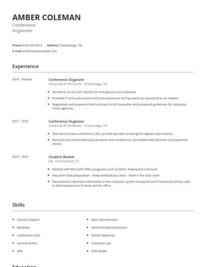 Conference Organizer Resume