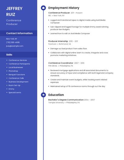 Conference Producer Resume