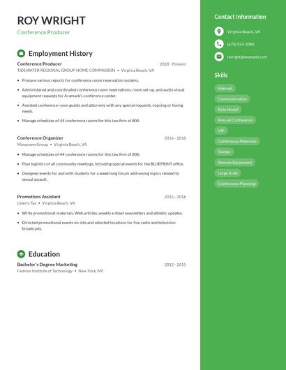 Conference Producer Resume