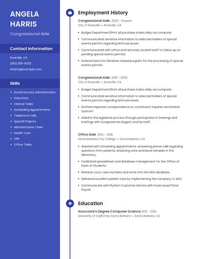 Congressional Aide Resume
