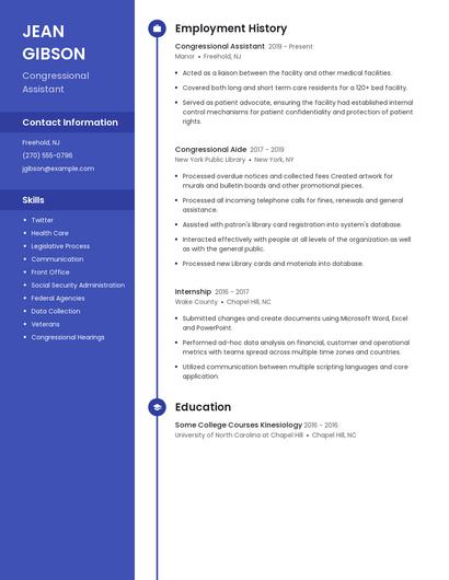 Congressional Assistant Resume