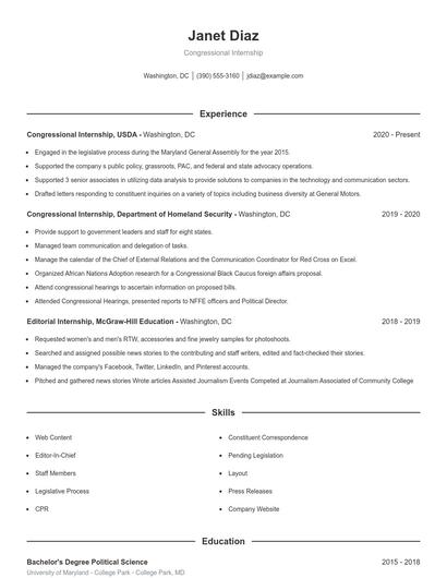 Resume example 1