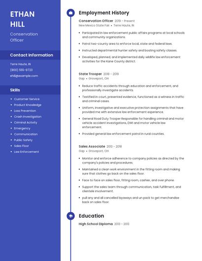Conservation Officer Resume