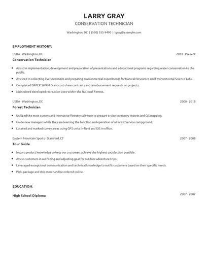 Conservation Technician Resume