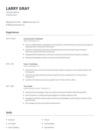 Conservation Technician Resume