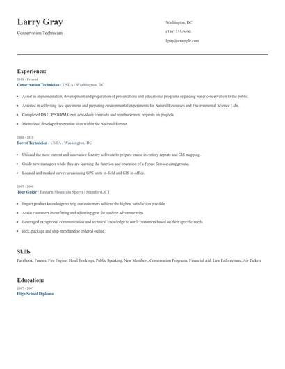 Conservation Technician Resume