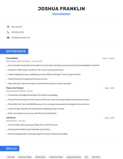 Consolidator Resume