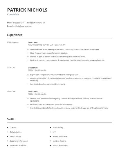 Constable Resume