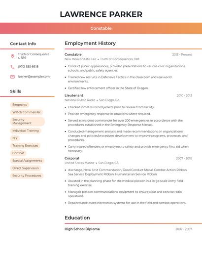 Constable Resume