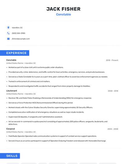 Constable Resume