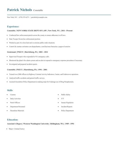 Constable Resume