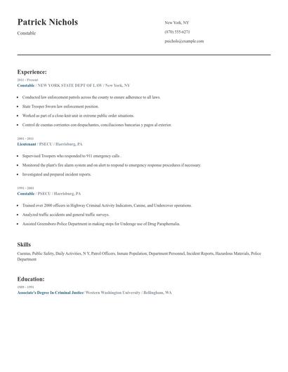 Constable Resume