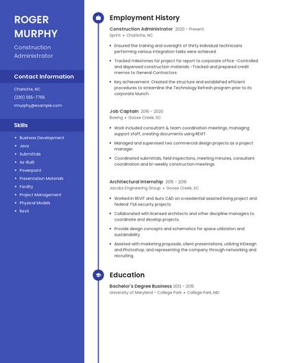Construction Administrator Resume