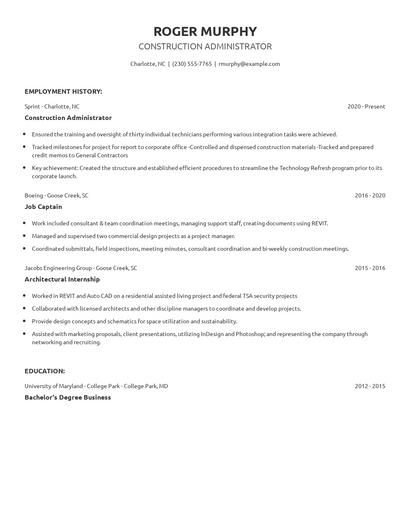 Construction Administrator Resume