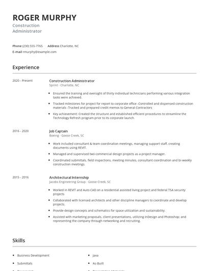 Construction Administrator Resume
