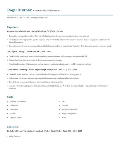 Construction Administrator Resume