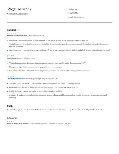 Construction Administrator Resume