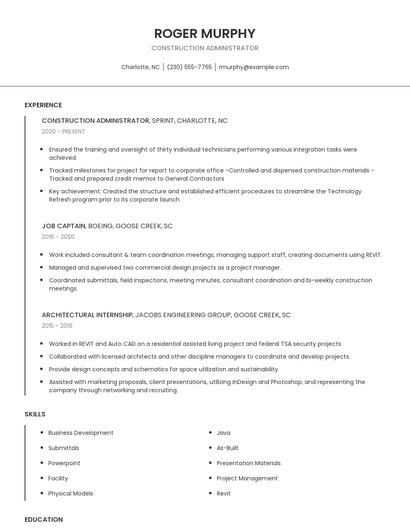 Construction Administrator Resume