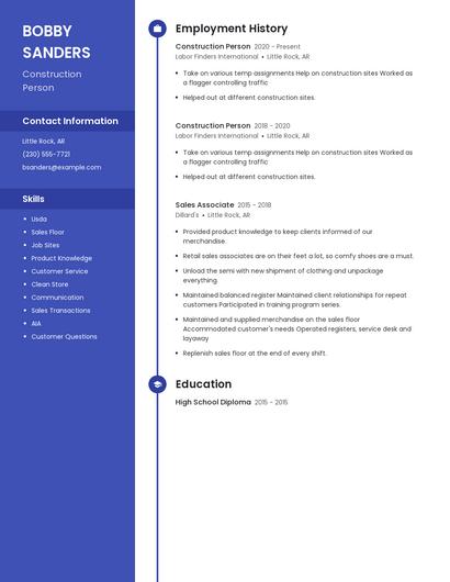 Construction Person Resume