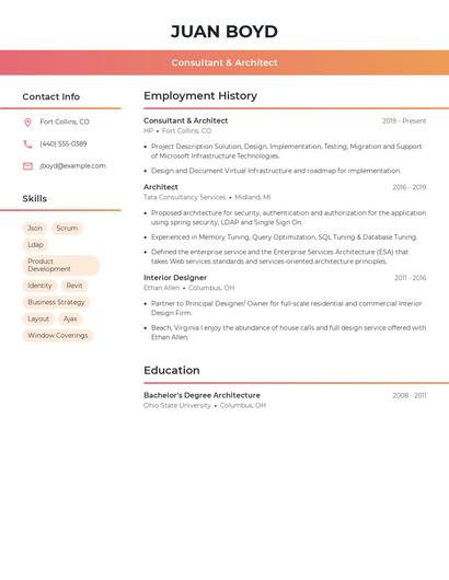 Consultant & Architect Resume