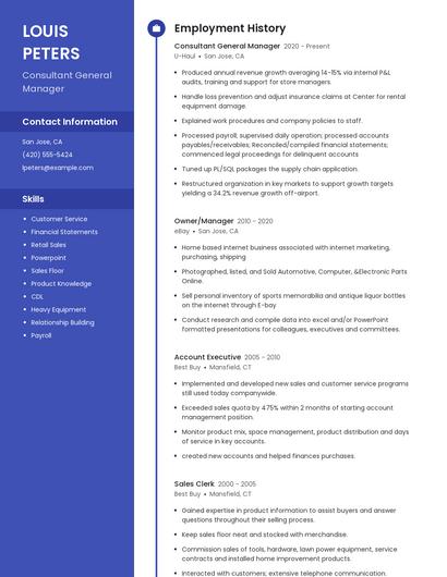 Consultant General Manager Resume