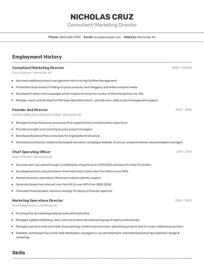 Resume example 2