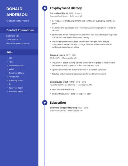 Consultant Nurse Resume
