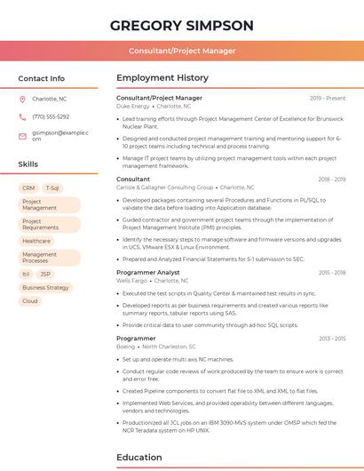 Resume example 3