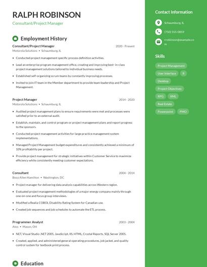 Resume example 5