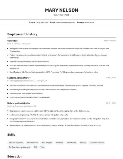 Resume example 2