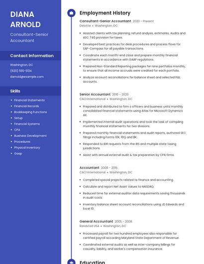Consultant-Senior Accountant Resume
