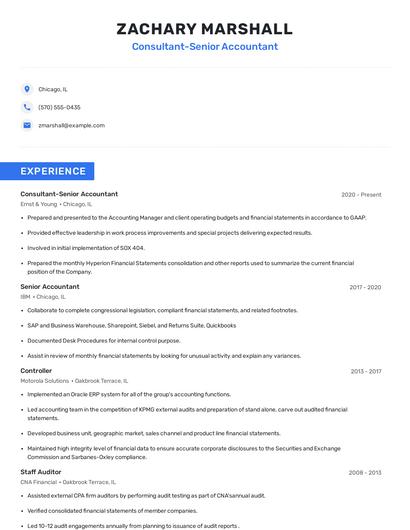Consultant-Senior Accountant Resume