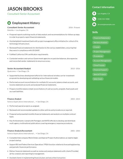 Consultant-Senior Accountant Resume