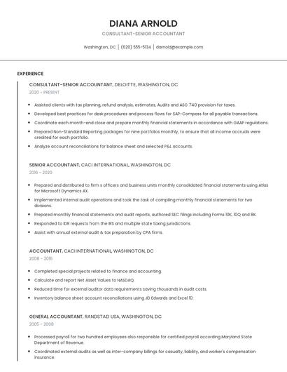 Consultant-Senior Accountant Resume
