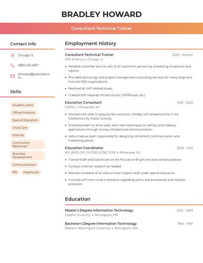 Consultant-Technical Trainer Resume