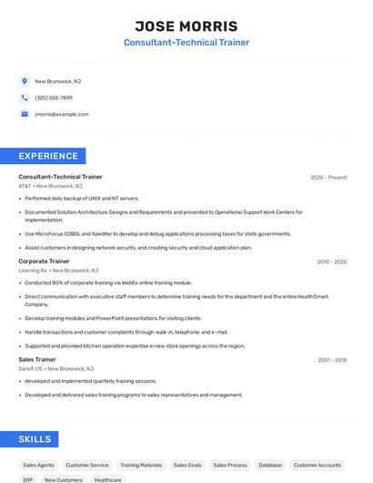 Consultant-Technical Trainer Resume